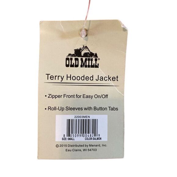 Nwt Old Mill Salmon Terry Cloth Track Jacket Full Zip Hoodie Sweatshirt Soft - Picture 8 of 13